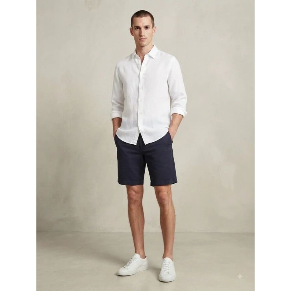 Original Penguin Slim Fit Navy Blue Stretch Chino Shorts Sz 30
